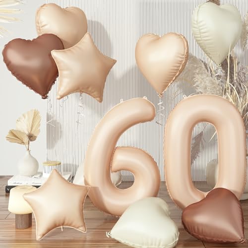 Luftballon Zahl 60 Beige Set, Aprikose 60. Geburtstag Ballons Deko für Frau, Neutraler Creme Kaffee Nude Herzballons Helium Braun Stern Folienballon für 60 Geburtstagsdeko Jubiläum Party Dekoration Luftballon Zahl 60 Beige Set, Aprikose 60. Geburtstag Ballons Deko für Frau, Neutraler Creme Kaffee Nude Herzballons Helium Braun Stern Folienballon für 60 Geburtstagsdeko Jubiläum Party Dekoration von Govpy
