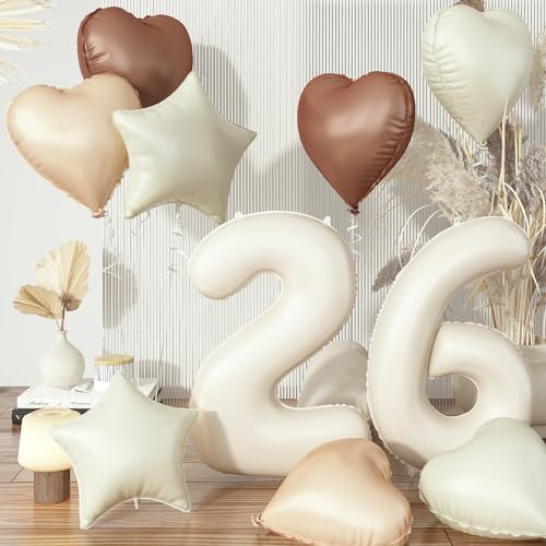 Luftballons 26 Creme, XXL Nude 26. Ballon Geburtstag Cremeweiß Deko, Beige Zahlen 26 Stern Folienballon Neutraler Aprikose Braun Herz Luftballons für Frau Geburtstagsdeko Valentinstag Party Dekoration Luftballons 26 Creme, XXL Nude 26. Ballon Geburtstag Cremeweiß Deko, Beige Zahlen 26 Stern Folienballon Neutraler Aprikose Braun Herz Luftballons für Frau Geburtstagsdeko Valentinstag Party Dekoration von Govpy