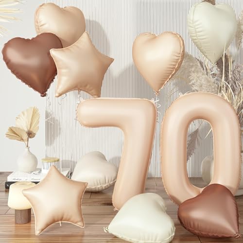 Luftballons 70, XXL Nude 70. Geburtstag Aprikose Ballon Deko, Beige Braun Zahlen 70 Ballon Stern Folienballon Neutraler Herz Luftballons für Frau Geburtstagsdeko Hochzeit Valentinstag Party Dekoration Luftballons 70, XXL Nude 70. Geburtstag Aprikose Ballon Deko, Beige Braun Zahlen 70 Ballon Stern Folienballon Neutraler Herz Luftballons für Frau Geburtstagsdeko Hochzeit Valentinstag Party Dekoration von Govpy