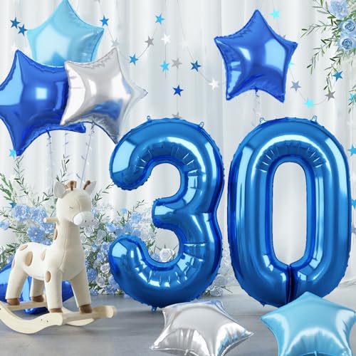 Riesen Dunkelblau 30 Luftballon für Herren, 40'' Pastell Blau Zahl 30 Luftballon Geburtstagdeko, Hellblau Silber Stern Zahlen 30 Folienballon für 30. Geburtstag Jubiläum Party Deko, Fliegt mit Helium Riesen Dunkelblau 30 Luftballon für Herren, 40'' Pastell Blau Zahl 30 Luftballon Geburtstagdeko, Hellblau Silber Stern Zahlen 30 Folienballon für 30. Geburtstag Jubiläum Party Deko, Fliegt mit Helium von Govpy