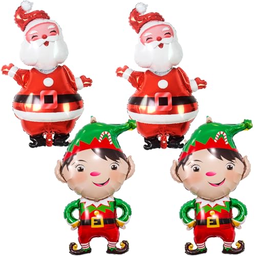 Weihnachts Folienballons, Groß 47 Zoll Weihnachtsmann Ballons und 38 Zoll Elf Jungen Helium Ballons für Weihnachten Party Deko, Luftballons Weihnachtsdeko für Kinder Christmas Neujahr Party Dekoration Weihnachts Folienballons, Groß 47 Zoll Weihnachtsmann Ballons und 38 Zoll Elf Jungen Helium Ballons für Weihnachten Party Deko, Luftballons Weihnachtsdeko für Kinder Christmas Neujahr Party Dekoration von Govpy