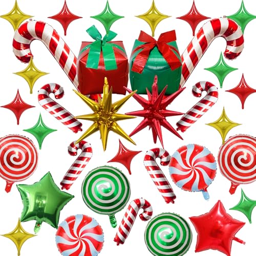 Weihnachts Luftballons Set, 34 Stk Rot Grün Gold Weihnachten Deko Süßigkeiten Zuckerstangen Geschenkbox Explosion Stern Folienballon, Weihnachtsdeko Helium Ballon für Kinder Christmas Party Dekoration Weihnachts Luftballons Set, 34 Stk Rot Grün Gold Weihnachten Deko Süßigkeiten Zuckerstangen Geschenkbox Explosion Stern Folienballon, Weihnachtsdeko Helium Ballon für Kinder Christmas Party Dekoration von Govpy
