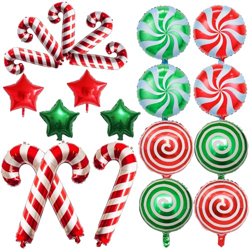 Weihnachts Süßigkeiten Luftballon, 20 Stk Weihnachten Deko Luftballons Set Bonbon Zuckerstangen Stern Folienballon, Rot Grün Weihnachtsdeko Lollipop Helium Ballon für Kinder Christmas Party Dekoration Weihnachts Süßigkeiten Luftballon, 20 Stk Weihnachten Deko Luftballons Set Bonbon Zuckerstangen Stern Folienballon, Rot Grün Weihnachtsdeko Lollipop Helium Ballon für Kinder Christmas Party Dekoration von Govpy