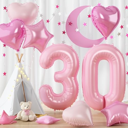 Zahlen Luftballon 30 Rosa, Riesen Hell Pink Folienballon Zahl für Frau 30 Geburtstagsdeko, 40 Zoll Helium Zahlenballon mit Herz Stern Ballon 30. Geburtstag Deko für 30 Jahre Jubiläum Party Dekoration Zahlen Luftballon 30 Rosa, Riesen Hell Pink Folienballon Zahl für Frau 30 Geburtstagsdeko, 40 Zoll Helium Zahlenballon mit Herz Stern Ballon 30. Geburtstag Deko für 30 Jahre Jubiläum Party Dekoration von Govpy