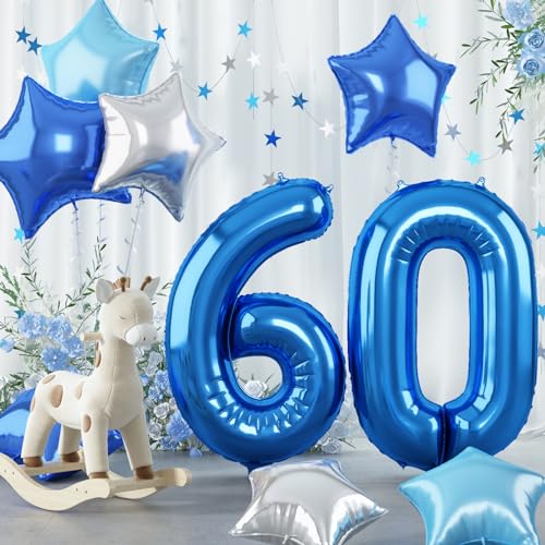 luftballon 60. Geburtstag Zahlen für Herren, Blau Dunkelblau Große Folienballon Deko, 40 Zoll Pastell Hellblau Silber Stern Helium Zahl 60 Ballon für 60 Jahr Geburtstagdeko Jubiläum Party Dekoration luftballon 60. Geburtstag Zahlen für Herren, Blau Dunkelblau Große Folienballon Deko, 40 Zoll Pastell Hellblau Silber Stern Helium Zahl 60 Ballon für 60 Jahr Geburtstagdeko Jubiläum Party Dekoration von Govpy