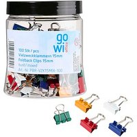 100 Gowi Foldbackklammern farbsortiert 1,5 cm von Gowi