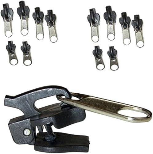 Gowxs 12 Stück schwarzes Universal-Reparatur-Set für Reißverschlüsse, Ersatzreißverschluss, Schieber, Zähne, langlebiges Design von Gowxs
