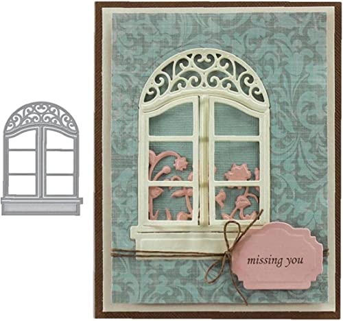 Gowxs Fenster-Stanzformen für Kartenherstellung, Fenster-Stanzformen, Stanzschablonen für DIY, Scrapbooking, dekorative Prägepapier-Stanzformen für Kartenherstellung, Vorlage+niedliche Brosche von Gowxs