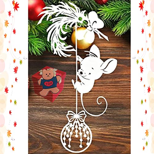 Stanzform, Feder, Schleife, Tier, Maus, Metall-Stanzformen, Weihnachtsmotiv mit kletternder Maus mit Schleife, Schablonen für DIY Scrapbooking, Fotoalbum dekorative Prägepapier Stanzform, Feder, Schleife, Tier, Maus, Metall-Stanzformen, Weihnachtsmotiv mit kletternder Maus mit Schleife, Schablonen für DIY Scrapbooking, Fotoalbum dekorative Prägepapier von Gowxs