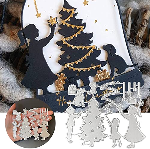 Weihnachtsbaum Kinder Hund Stanzformen für Kartenherstellung, Stanzformen, Schablonen für DIY, Scrapbooking, Fotoalbum, dekorative Prägepapier von Gowxs