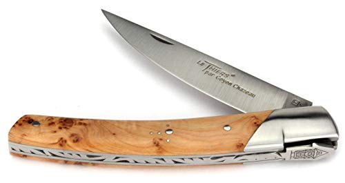 Goyon-Chazeau Le Thiers Taschenmesser - 12 cm Modell Le Pirou - Griffschalen Wacholder - Klinge 12C27 Sandvik Stahl - Messer Frankreich von Goyon-Chazeau