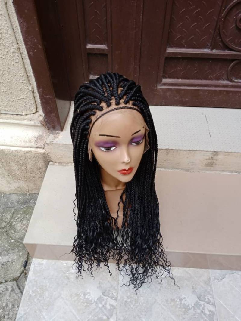 Geflochtene Perücke, Box Perücke Mit Locken, Für Schwarze Frau, Lace Front Braids, Braids Perücken, Geflochtene von GozellasCreations