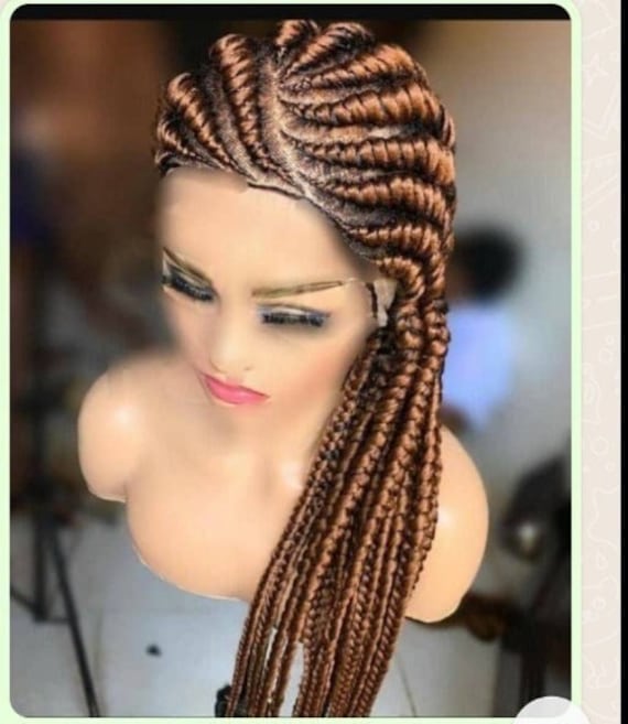 Geflochtene Perücke, Ghana Frauen Schwarze Zöpfe, Volle Spitze Cornrows, Cornrow Perücke von GozellasCreations