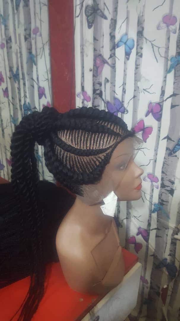 Geflochtene Perücke, Ghana Geflochtene Cornrow Zöpfe, Schwarze Frauen Volle Spitze Perücke Geflochtene Perücke, Ghana Geflochtene Cornrow Zöpfe, Schwarze Frauen Volle Spitze Perücke von GozellasCreations