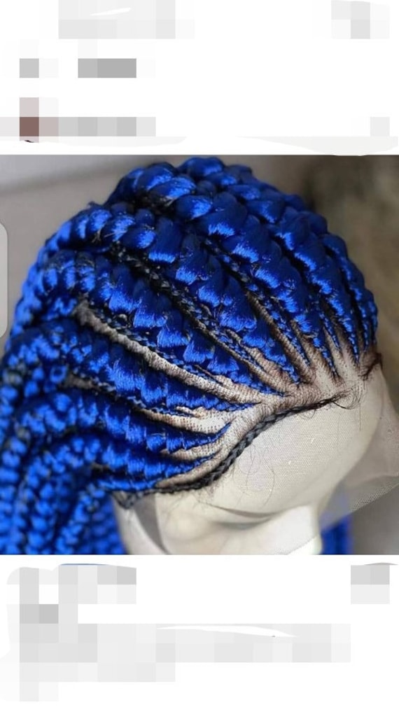 Große Cornrow Geflochtene Perücke, Ghana Zöpfe, Cornrows, Limonade Twists, French Twist, Schwarze Frauen Frontal Lace, Perücke von GozellasCreations