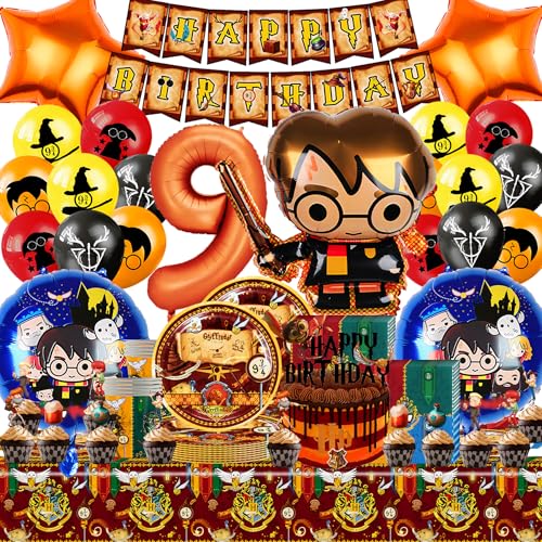 Gozuein 108 Stück Wizar Geburtstags Deko, Magischer Wizar Geburtstagsdeko Party 9 Jahre, H.P Partygeschirr Kindergeburtstag Partyteller Tassen Servietten Tischdecke Banner ect Theme Geburtstagsdeko Gozuein 108 Stück Wizar Geburtstags Deko, Magischer Wizar Geburtstagsdeko Party 9 Jahre, H.P Partygeschirr Kindergeburtstag Partyteller Tassen Servietten Tischdecke Banner ect Theme Geburtstagsdeko von Gozuein