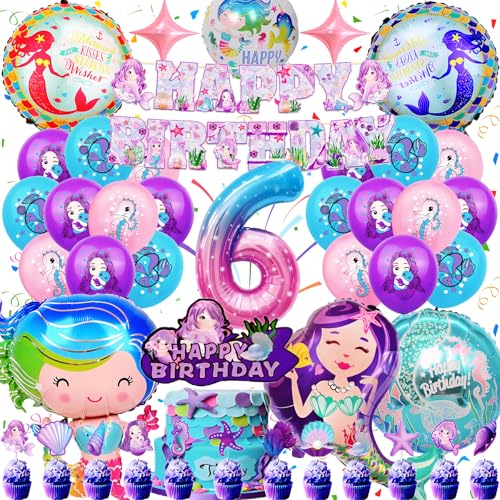 Meerjungfrau Geburtstag Deko 6 Jahre, Gozuein 44 Stück Meerjungfrau Tortendeko Banner Kit, Meerjungfrauen Deko Kindergeburtstag, 3D Meerjungfrau Luftballon Party Set, Mermaid Themen Deko Geburtstag Meerjungfrau Geburtstag Deko 6 Jahre, Gozuein 44 Stück Meerjungfrau Tortendeko Banner Kit, Meerjungfrauen Deko Kindergeburtstag, 3D Meerjungfrau Luftballon Party Set, Mermaid Themen Deko Geburtstag von Gozuein