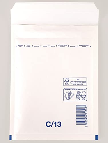 100 Stück Luftpolsterumschläge Luftpolstertaschen Versandtaschen Gr. C3 / DIN A5/B6+ (170 x 225 mm außen) Farbe weiß von Gpack