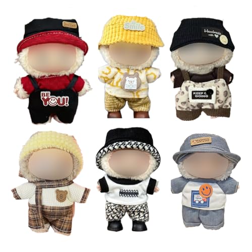 Kleidung für Labooboo-Puppe, 6er-Set, 17 cm, Puppenkleidung für Labooboo, hochwertiges stilvolles Outfit mit Zubehör zum Spielen und Ausstellen (keine Puppe) (SET2) von Gpneery