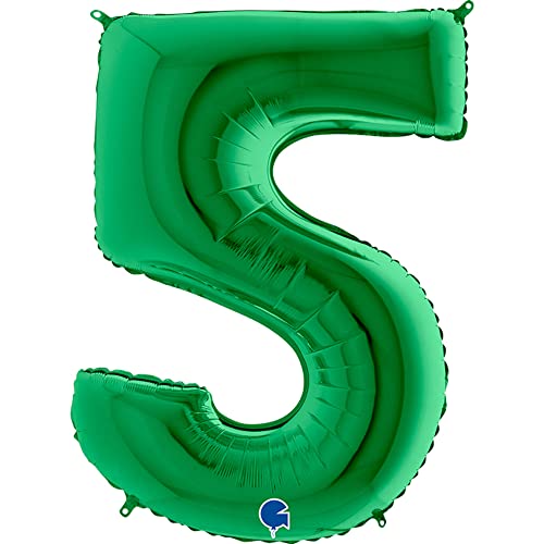 Grabo XXL Riesen Zahlen Folienballon 102 cm (40") Farbauswahl – Perfekte Deko für Geburtstage, Jubiläen & Feiern – Happy Birthday Party-Highlight - für Helium und Luft! Wiederverwendbar! (Grün, 5) von Grabo