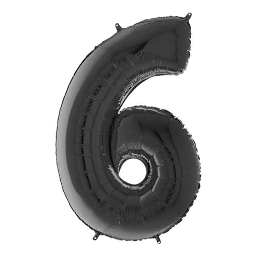 Grabo XXL Riesen Zahlen Folienballon 102 cm (40") Farbauswahl – Perfekte Deko für Geburtstage, Jubiläen & Feiern – Happy Birthday Party-Highlight - für Helium und Luft! Wiederverwendbar! (Schwarz, 6) von Grabo