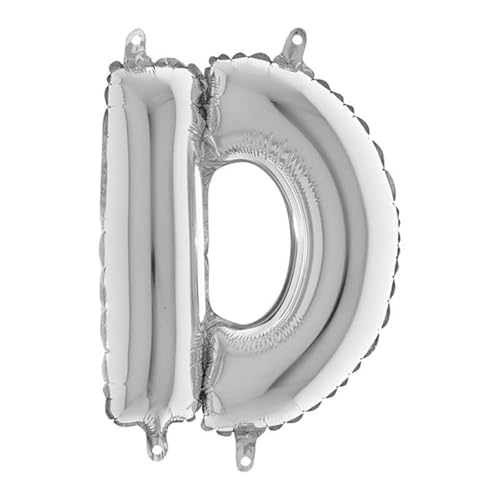 Grabo 14239S-P Mini-Ballon Buchstabe D Ballon Midiloon, Länge 35,6 cm, Farbe Silber, Einheitsgröße von Grabo