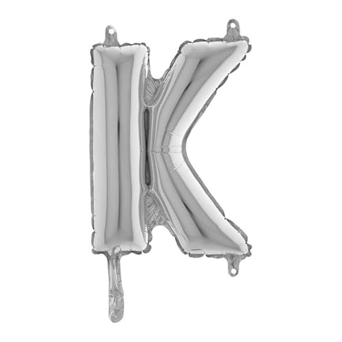 Grabo 14309S-P Mini-Ballon Buchstabe K Midiloon, 1 Stück, Länge 35,6 cm, Farbe Silber, Einheitsgröße von Grabo