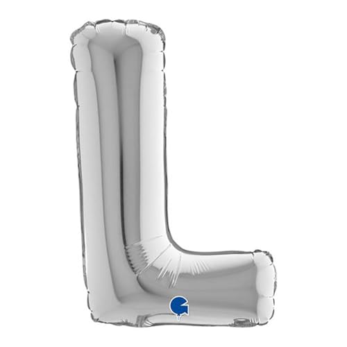 Grabo 14319S-P Mini-Ballon Buchstabe L Midiloon, 1 Packung, Länge 35,6 cm, Farbe Silber, Einheitsgröße von Grabo
