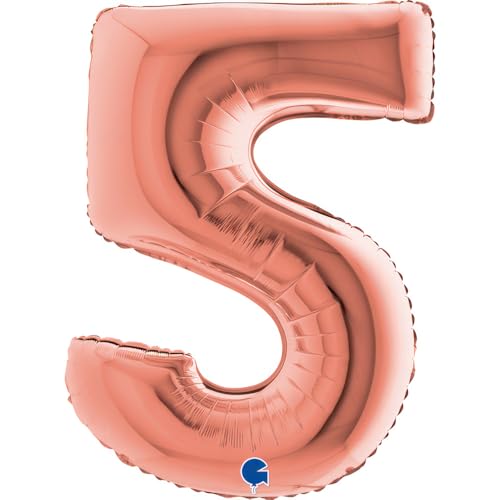 Grabo XXL Riesen Zahlen Folienballon 102 cm (40") Farbauswahl – Perfekte Deko für Geburtstage, Jubiläen & Feiern – Happy Birthday Party-Highlight - für Helium und Luft! Wiederverwendbar! (Rosegold, 5) von Grabo
