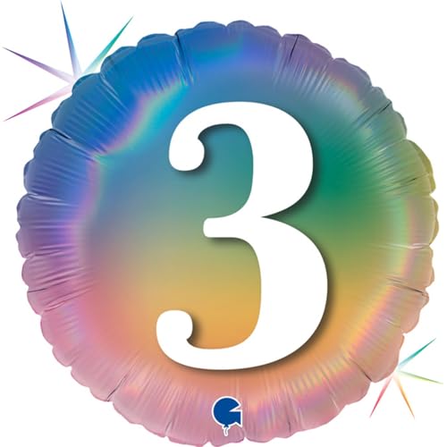 Grabo ABC18 Folienballon Happy 3 Colourful Rainbow | 45cm von Grabo