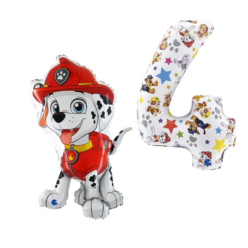 Grabo Für Paw Patrol Luftballon-Set Made in Italy. Set aus zwei Paw Patrol Luftballons mit Marshall und passender Nummer 4. Set für Geburtstagspartys zum Thema und mehr. Bunte Folienballons Grabo Für Paw Patrol Luftballon-Set Made in Italy. Set aus zwei Paw Patrol Luftballons mit Marshall und passender Nummer 4. Set für Geburtstagspartys zum Thema und mehr. Bunte Folienballons von Grabo