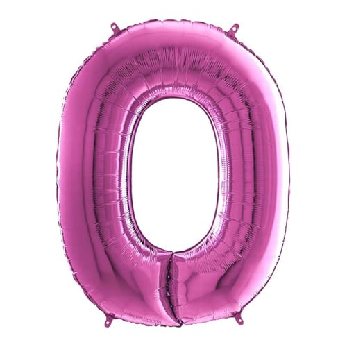 Grabo Riesen Zahlen Folienballon 66 cm (26") Farbauswahl – Perfekte Deko für Geburtstage, Jubiläen & Feiern – Happy Birthday Party-Highlight - für Helium und Luft! Wiederverwendbar! (Fuchsia, 0) von Grabo