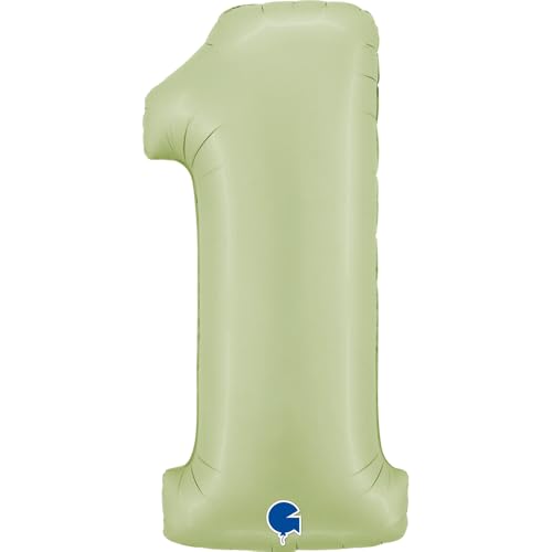 XXL Riesen Zahlen Folienballon 102 cm (40") Matte Farben – Perfekte Deko für Geburtstage, Jubiläen & Feiern – Happy Birthday Party-Highlight - für Helium und Luft! Wiederverwendbar! (Satin Olive, 1) von Grabo