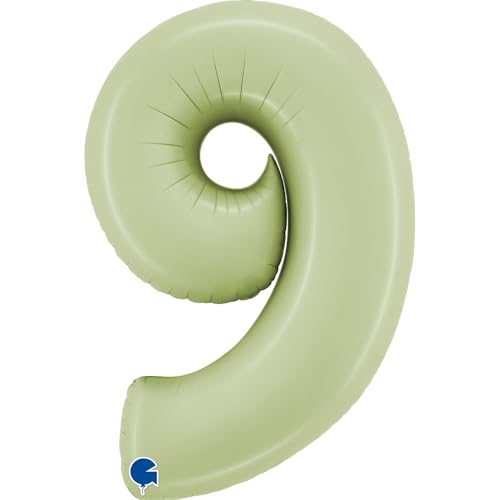 XXL Riesen Zahlen Folienballon 102 cm (40") Matte Farben – Perfekte Deko für Geburtstage, Jubiläen & Feiern – Happy Birthday Party-Highlight - für Helium und Luft! Wiederverwendbar! (Satin Olive, 9) von Grabo