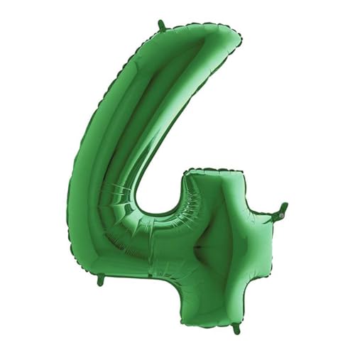 Grabo XXL Riesen Zahlen Folienballon 102 cm (40") Farbauswahl – Perfekte Deko für Geburtstage, Jubiläen & Feiern – Happy Birthday Party-Highlight - für Helium und Luft! Wiederverwendbar! (Grün, 4) von Grabo