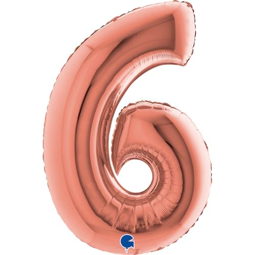 Grabo XXL Riesen Zahlen Folienballon 102 cm (40") Farbauswahl – Perfekte Deko für Geburtstage, Jubiläen & Feiern – Happy Birthday Party-Highlight - für Helium und Luft! Wiederverwendbar! (Rosegold, 6) von Grabo