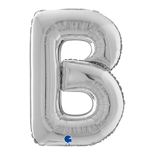 Riesen Buchstabe Folienballon 66 cm (26") Farbauswahl – Perfekte Deko für Geburtstage, Jubiläen & Feiern – Happy Birthday Party-Highlight - für Helium und Luft! Wiederverwendbar! (Silber, B) von Grabo