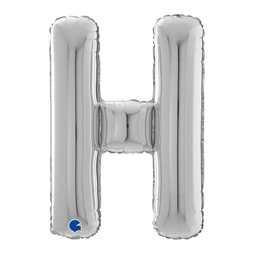 Riesen Buchstabe Folienballon 66 cm (26") Farbauswahl – Perfekte Deko für Geburtstage, Jubiläen & Feiern – Happy Birthday Party-Highlight - für Helium und Luft! Wiederverwendbar! (Silber, H) von Grabo
