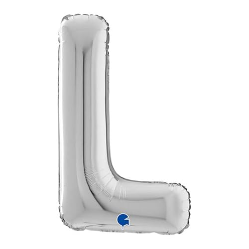 Riesen Buchstabe Folienballon 66 cm (26") Farbauswahl – Perfekte Deko für Geburtstage, Jubiläen & Feiern – Happy Birthday Party-Highlight - für Helium und Luft! Wiederverwendbar! (Silber, L) von Grabo