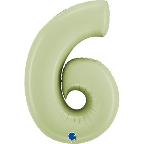 Riesen Zahlen Folienballon 66 cm (26") Matte Farben – Perfekte Deko für Geburtstage, Jubiläen & Feiern – Happy Birthday Party-Highlight - für Helium und Luft! Wiederverwendbar! (Satin Olive, 6) von Grabo