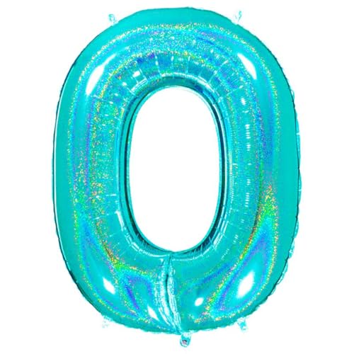 Riesenzahl Folienballon 40"/102cm | Holo Tiffany #0 von Grabo