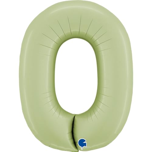 XXL Riesen Zahlen Folienballon 102 cm (40") Matte Farben – Perfekte Deko für Geburtstage, Jubiläen & Feiern – Happy Birthday Party-Highlight - für Helium und Luft! Wiederverwendbar! (Satin Olive, 0) von Grabo