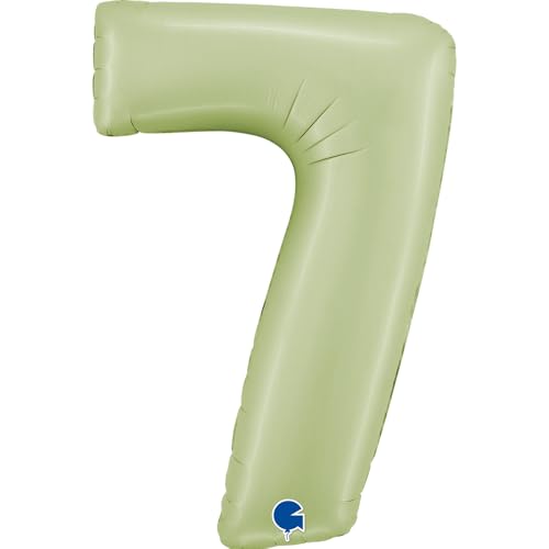 XXL Riesen Zahlen Folienballon 102 cm (40") Matte Farben – Perfekte Deko für Geburtstage, Jubiläen & Feiern – Happy Birthday Party-Highlight - für Helium und Luft! Wiederverwendbar! (Satin Olive, 7) von Grabo