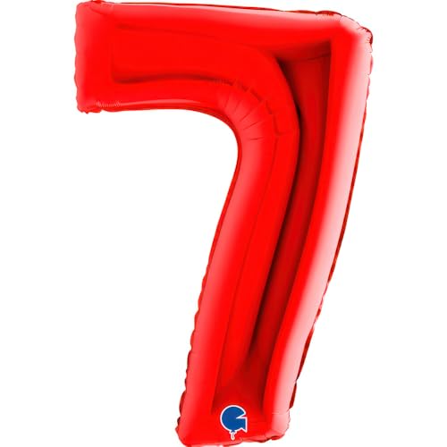 XXL Folienballon Zahl 7 – 102 cm (40") Leuchtend Rot – Große Party-Deko für Geburtstage, Jubiläen, Hochzeiten & Events von Grabo