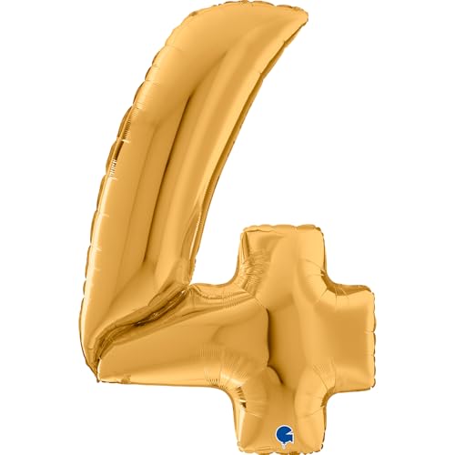XXL Gigant Zahlen Folienballon 163 cm (64") Gold/Silber – Perfekte Deko für Geburtstage, Jubiläen & Feiern – Happy Birthday Party-Highlight - für Helium und Luft! Wiederverwendbar! (Gold, 4) von Grabo