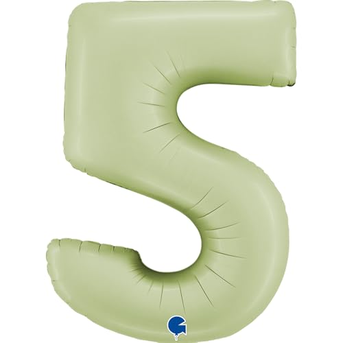 XXL Riesen Zahlen Folienballon 102 cm (40") Matte Farben – Perfekte Deko für Geburtstage, Jubiläen & Feiern – Happy Birthday Party-Highlight - für Helium und Luft! Wiederverwendbar! (Satin Olive, 5) von Grabo