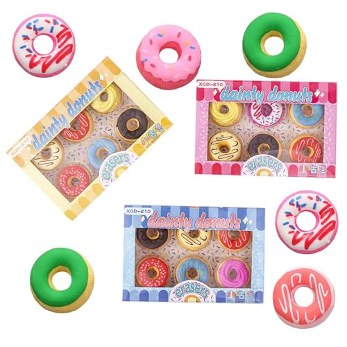 18 Stück Kinder, PVC Free Sicherer Eraser, Donut Radiergummi, Süssigkeiten Farben Radiergummis, KawaiiRadiergummi, Radiergummi Kinder Set, für Schule Schreibwaren von Graceever