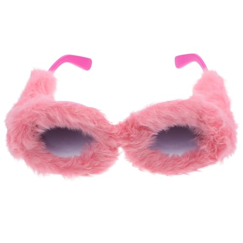 Graceever Flauschige Plüsch-Sonnenbrille Neuartige Flauschige Runde Brille Punk Weiche Samt-Töne Rave-Party-Maskerade-Brille von Graceever