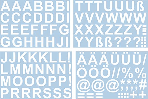 Buchstaben Aufkleber 4cm Hoch - in Weiss - 140 Stück - Selbstklebende Buchstaben und Zeichen A-Z - Ideal für den Außenbereich da Wasser und Wetterfest von Gradert-Elektronik