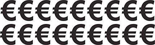 € Euro Zeichen Aufkleber 4cm Hoch - in Schwarz - 18 Aufkleber - Selbstklebende € Zeichen Preistafel/Preisauszeichnung - Ideal für den Außenbereich da Wasser und Wetterfest von Gradert-Elektronik